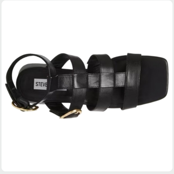 Steve Madden Aylin Black Leather Strappy Sandals Gold Buckles Size 7.5 NEW - Picture 7 of 9